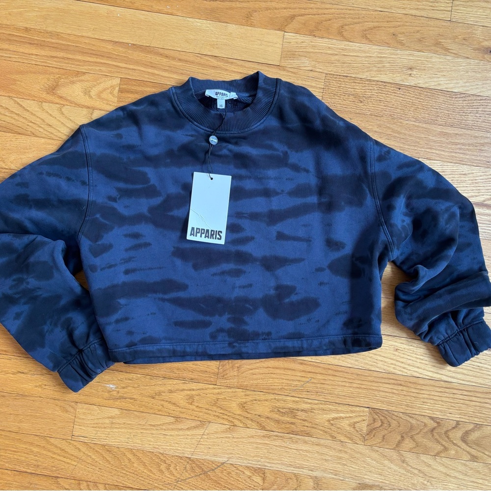 Apparis Navy Tie-Dye Cropped Sweatshirt NWT